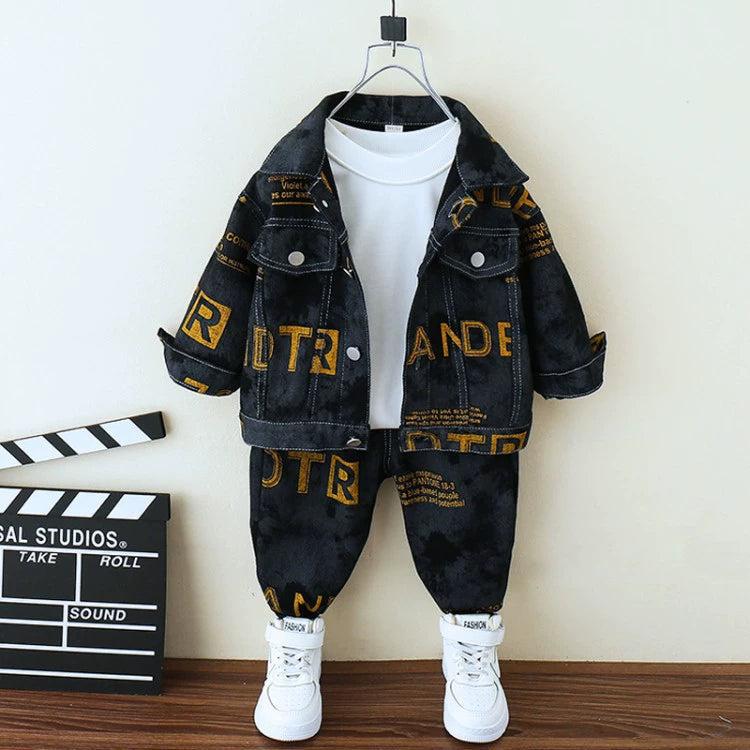 Conjunto Infantil Masculino Letras Jeans