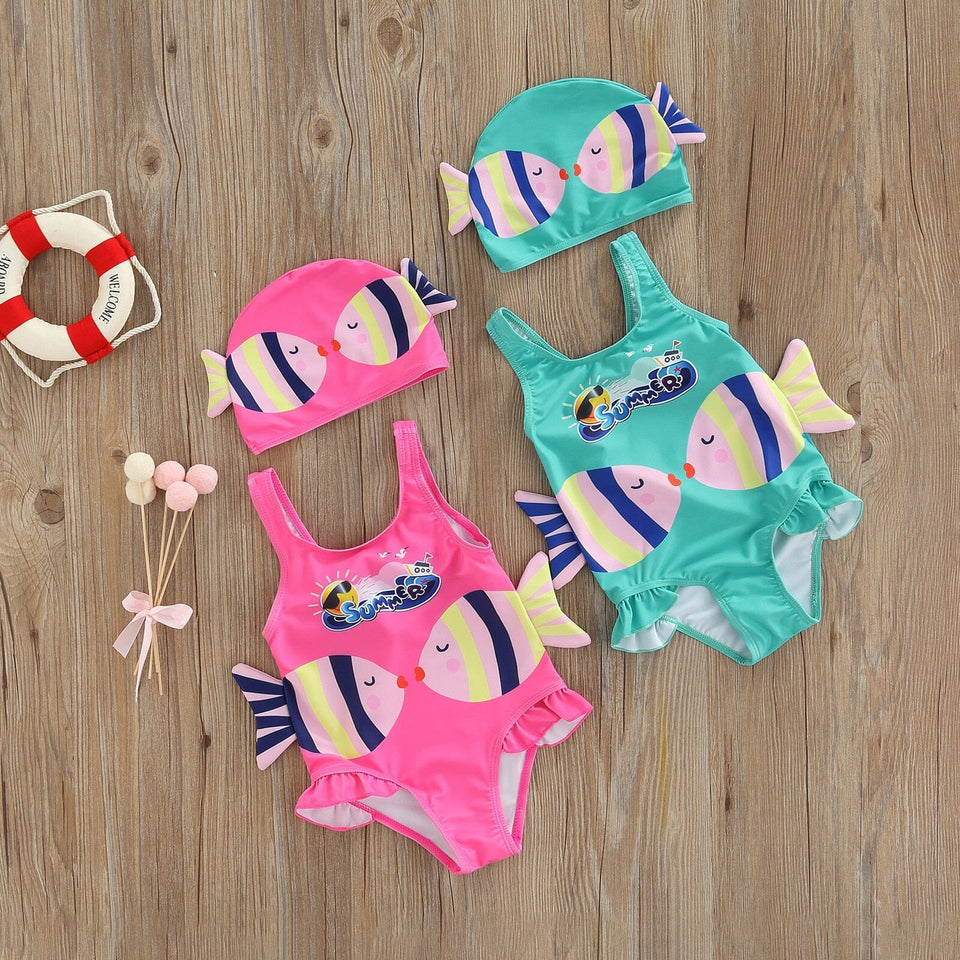 Maiô Infantil Peixinhos + Touca
