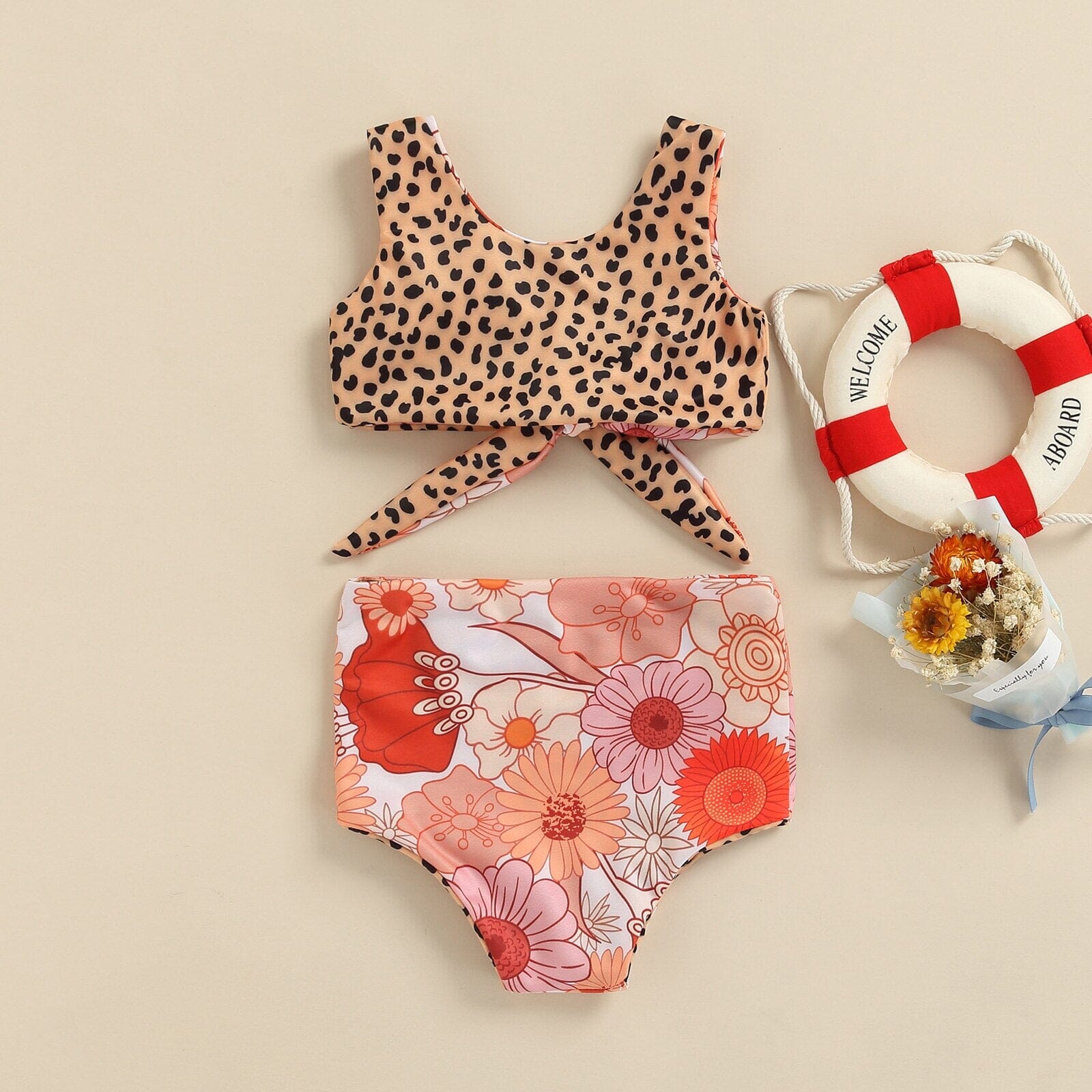 Biquíni Infantil Floral e Leopardo