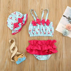 Biquíni Infantil Flamingo + Chapéu