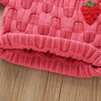 Conjunto Infantil Feminino Tricô Plíssado Moranguinhos