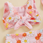 Biquíni Infantil Flores + Chapéu
