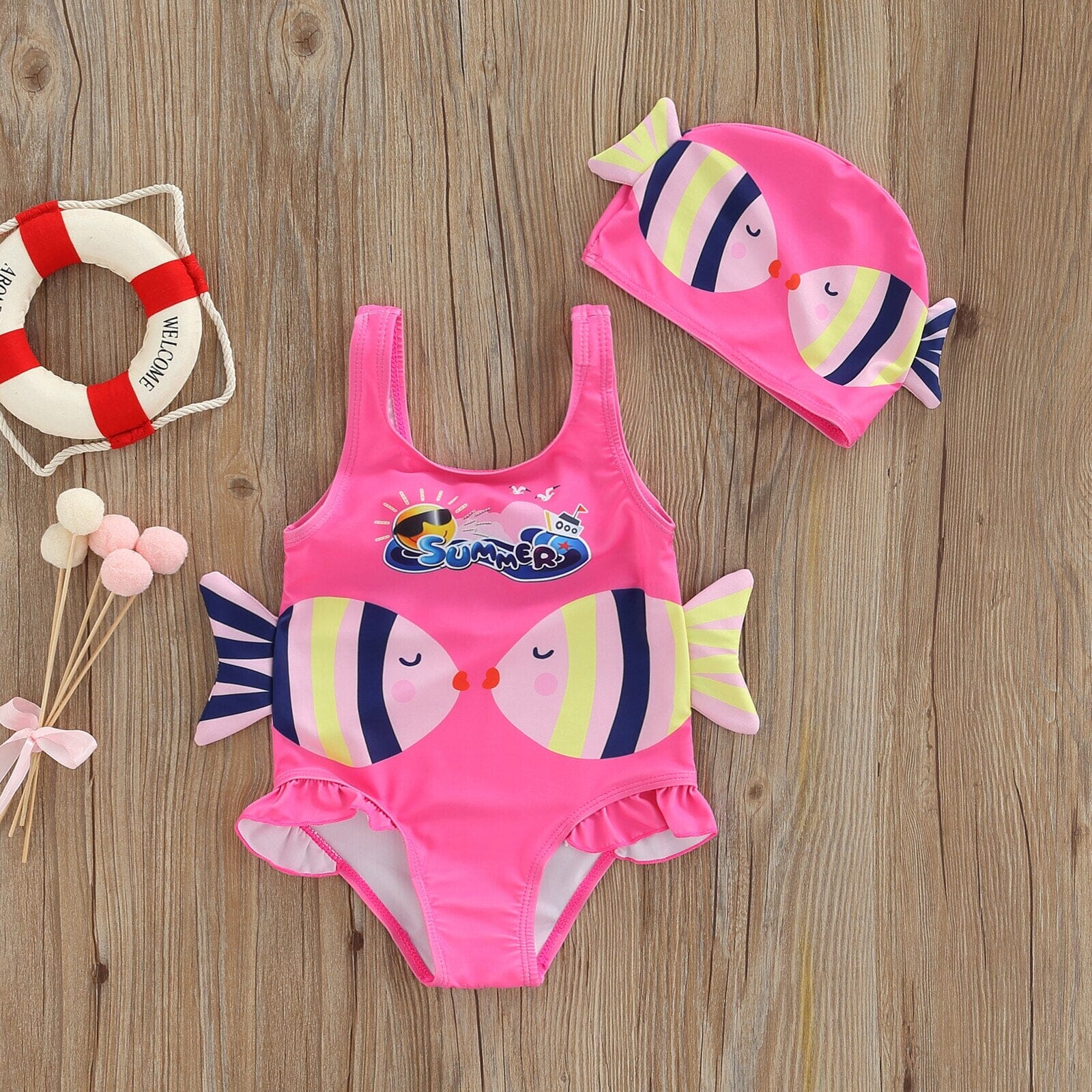 Maiô Infantil Peixinhos + Touca