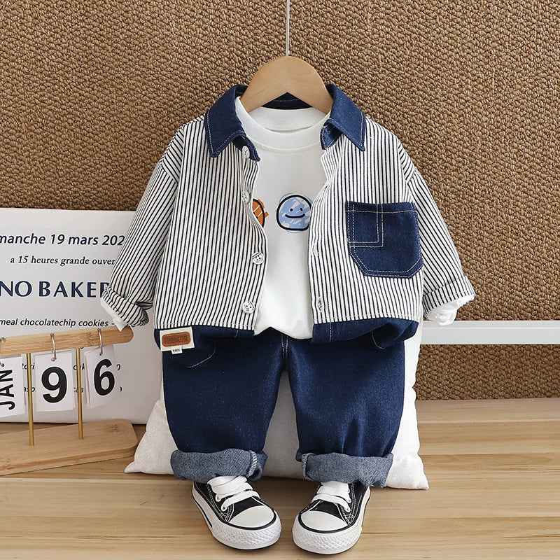 Conjunto Infantil Masculino 3 Peças Lístras Emoji