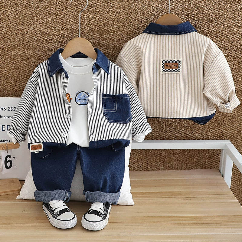Conjunto Infantil Masculino 3 Peças Lístras Emoji