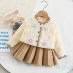 Conjunto Infantil Feminino de Tricô Florzinhas