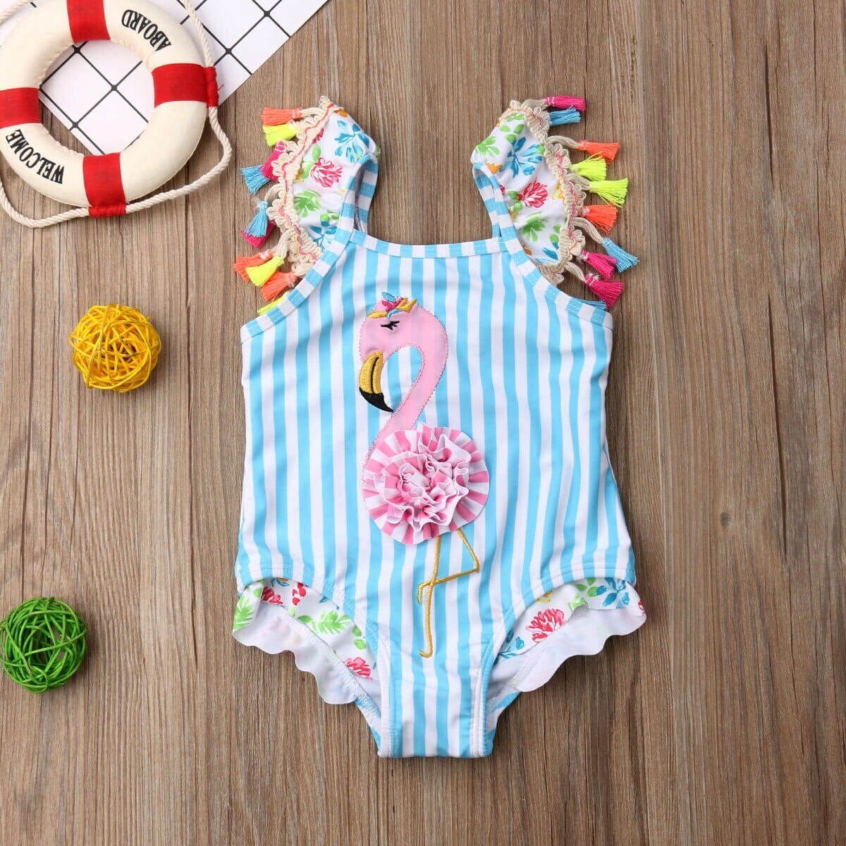 Maiô Infantil Flamingo e Frufru