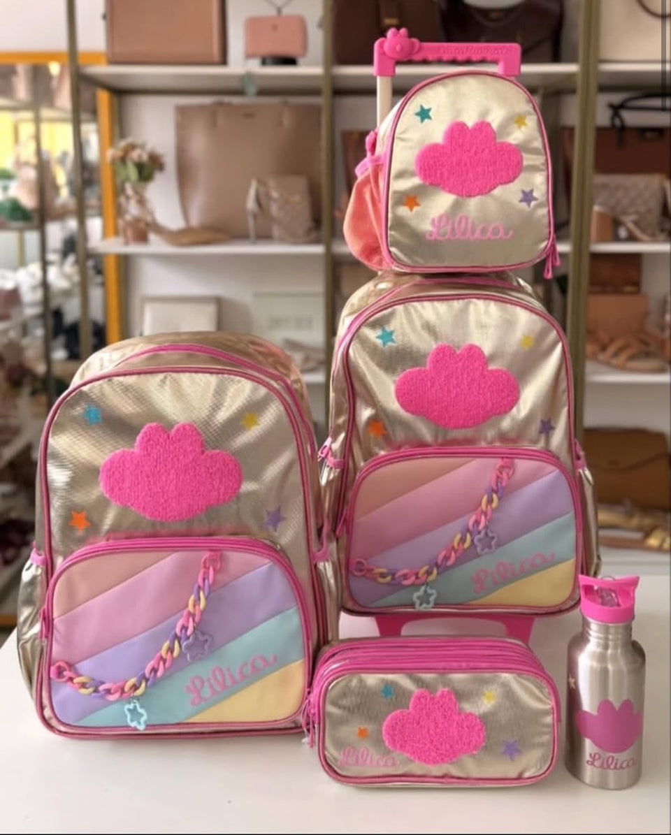 Kit escolar (mochila, lancheira, estojo e garrafinha) 013
