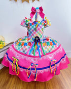 Vestido de Festa Junina Infantil Luxo Rosa com Tule e Fitinhas (Copy)