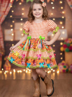 Vestido de Festa Junina Infantil Luxo Rosa com Tule e Fitinhas